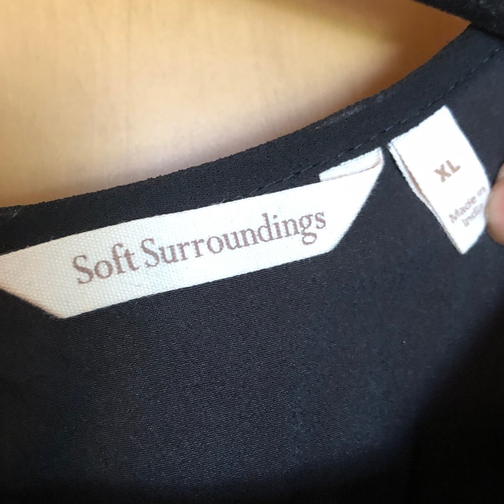 Soft Surroundings Black Embroidered Sleeveless Midi Dress with Lacey hem size XL - Picture 5 of 6